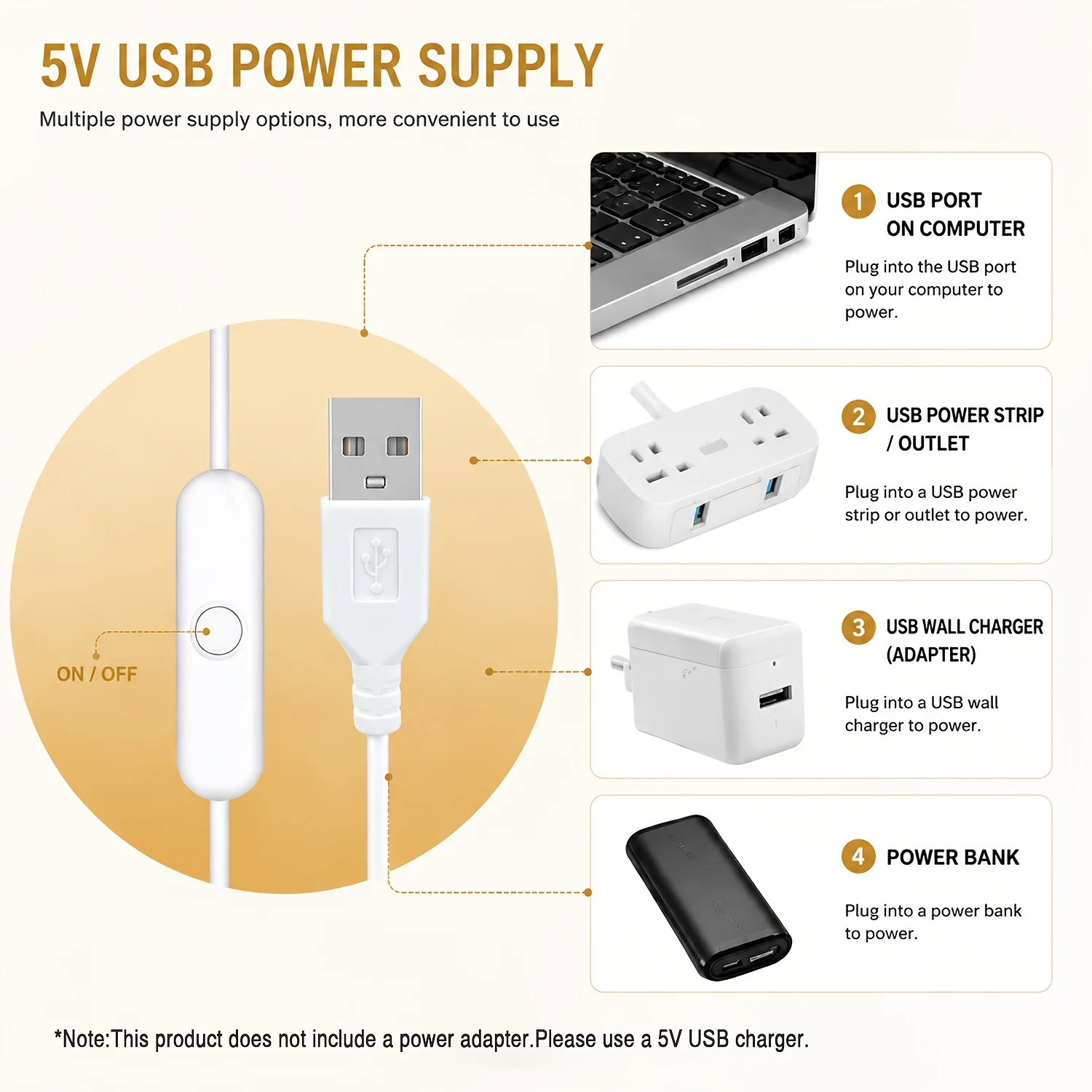 USB Button Switch 2835 LED Str - Outdoor Use Power Strip recension och pris